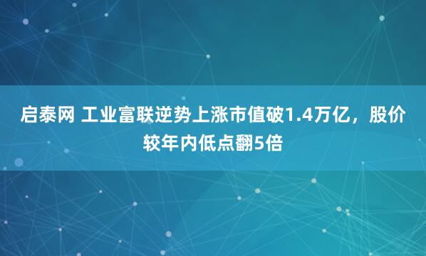 启泰网 工业富联逆势上涨市值破1.4万亿，股价较年内低点翻5倍